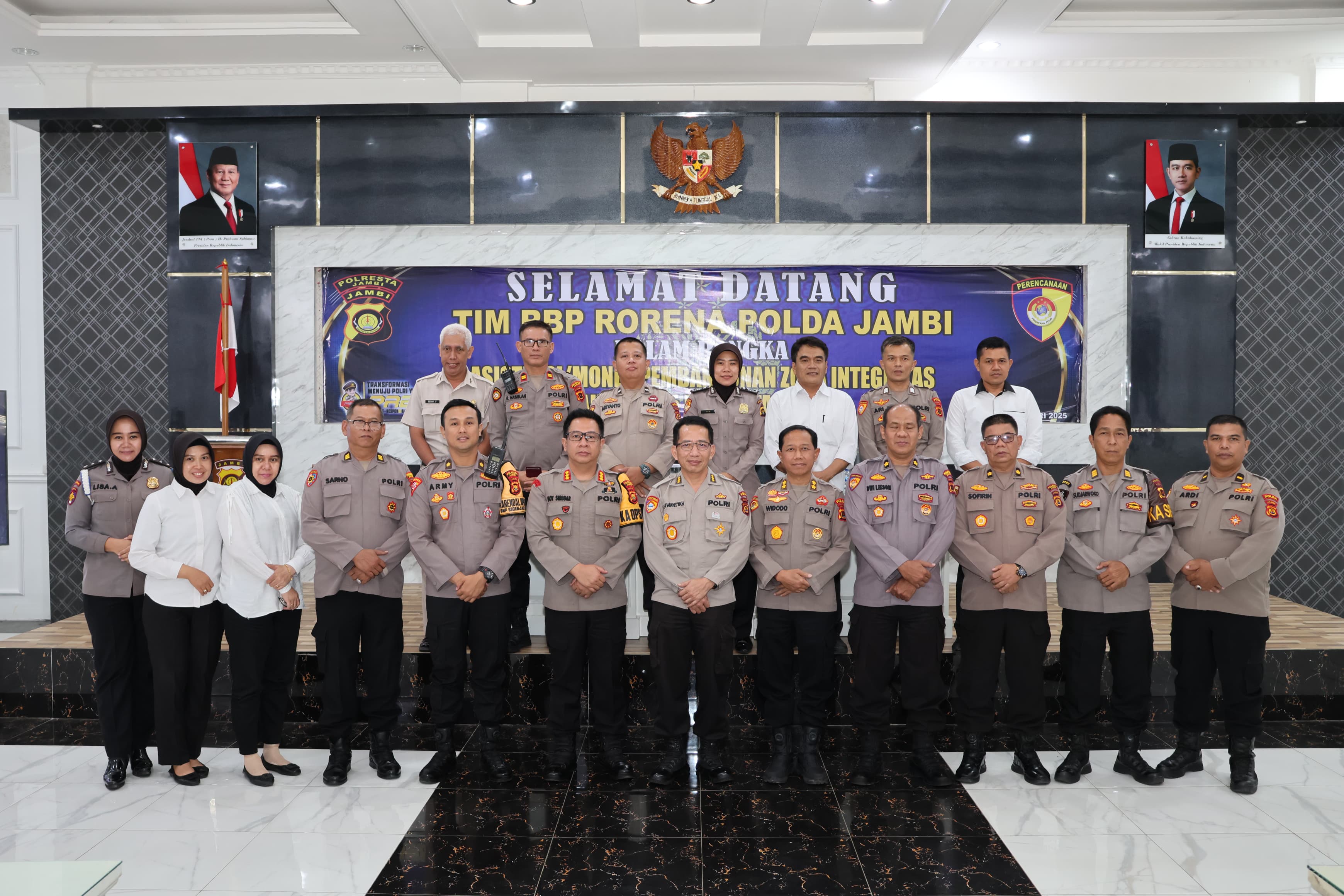 Kapolresta Jambi Terima Kunjungan Kerja Tim Asistensi Pembangunan ZI tahun 2025 Oleh RBP Rorena Polda Jambi.