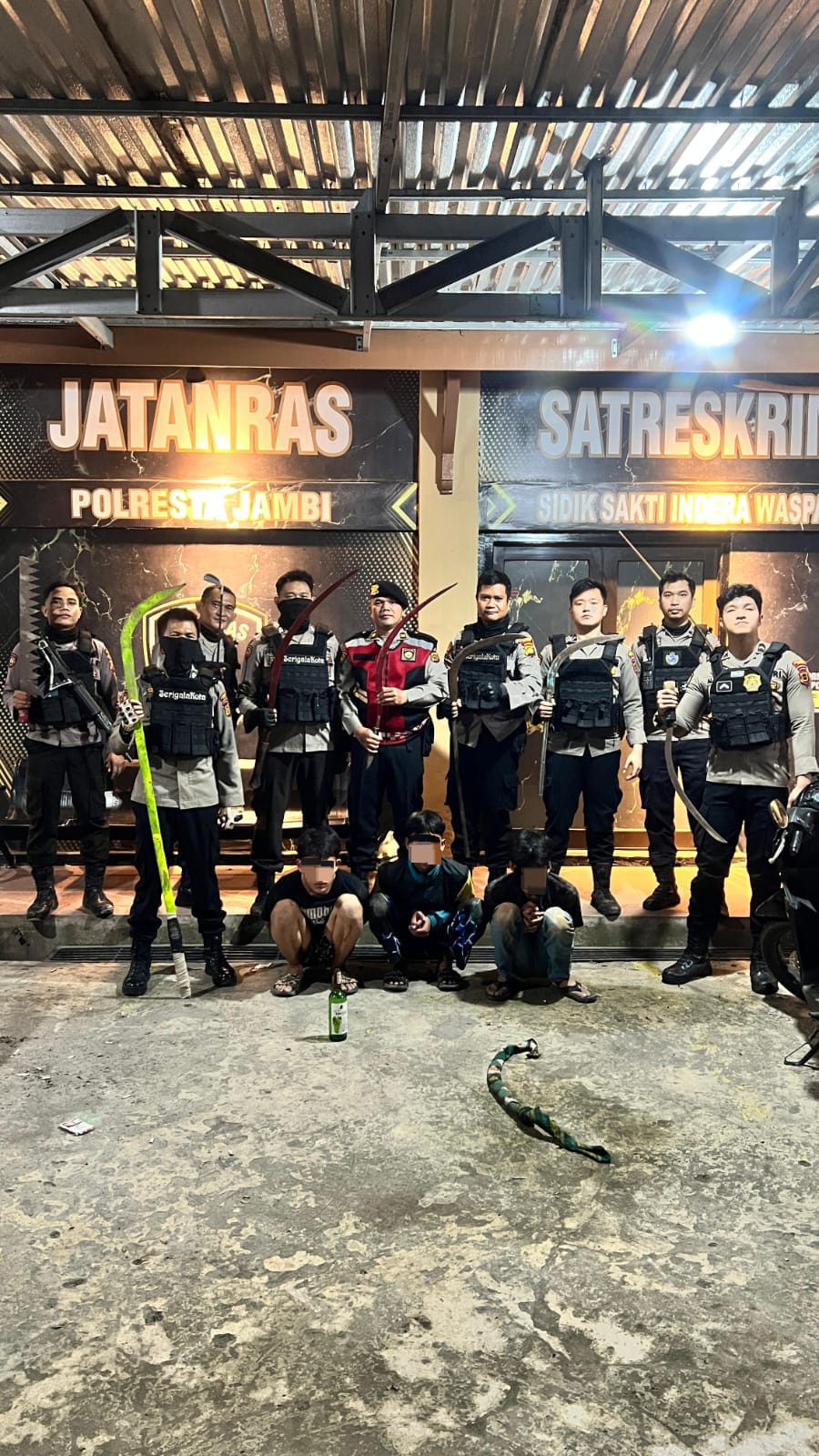 Tiga Remaja Terduga Geng Motor Bersenjata Tajam Diamankan Tim Serigala Kota Polresta Jambi